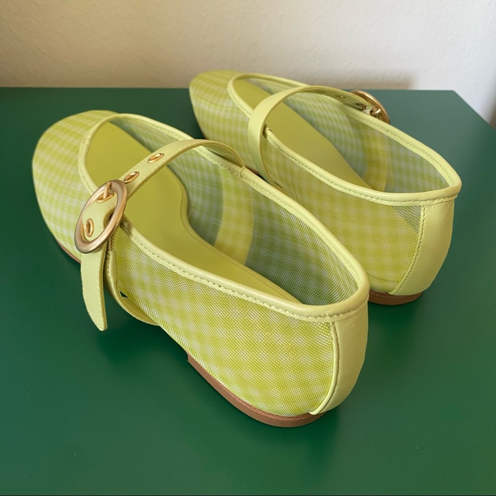 Reformation Bethany ballet flats in green gingham mesh - Picture 2 of 5